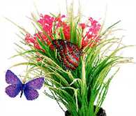 Butterflies on plastic flower
