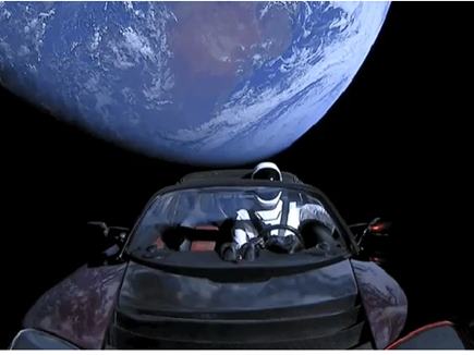 Elon Musks sports car Tesla Roadster spotted floating in space