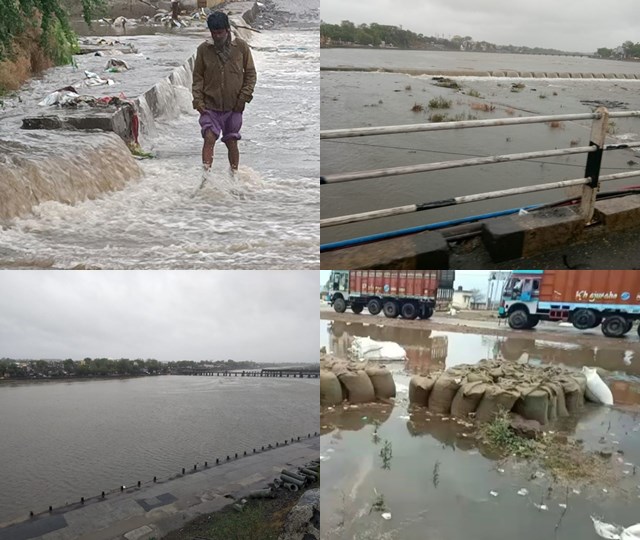 कहीं नदी नाले उफान पर तो कहीं बाहर रखा गेहूं भीगा